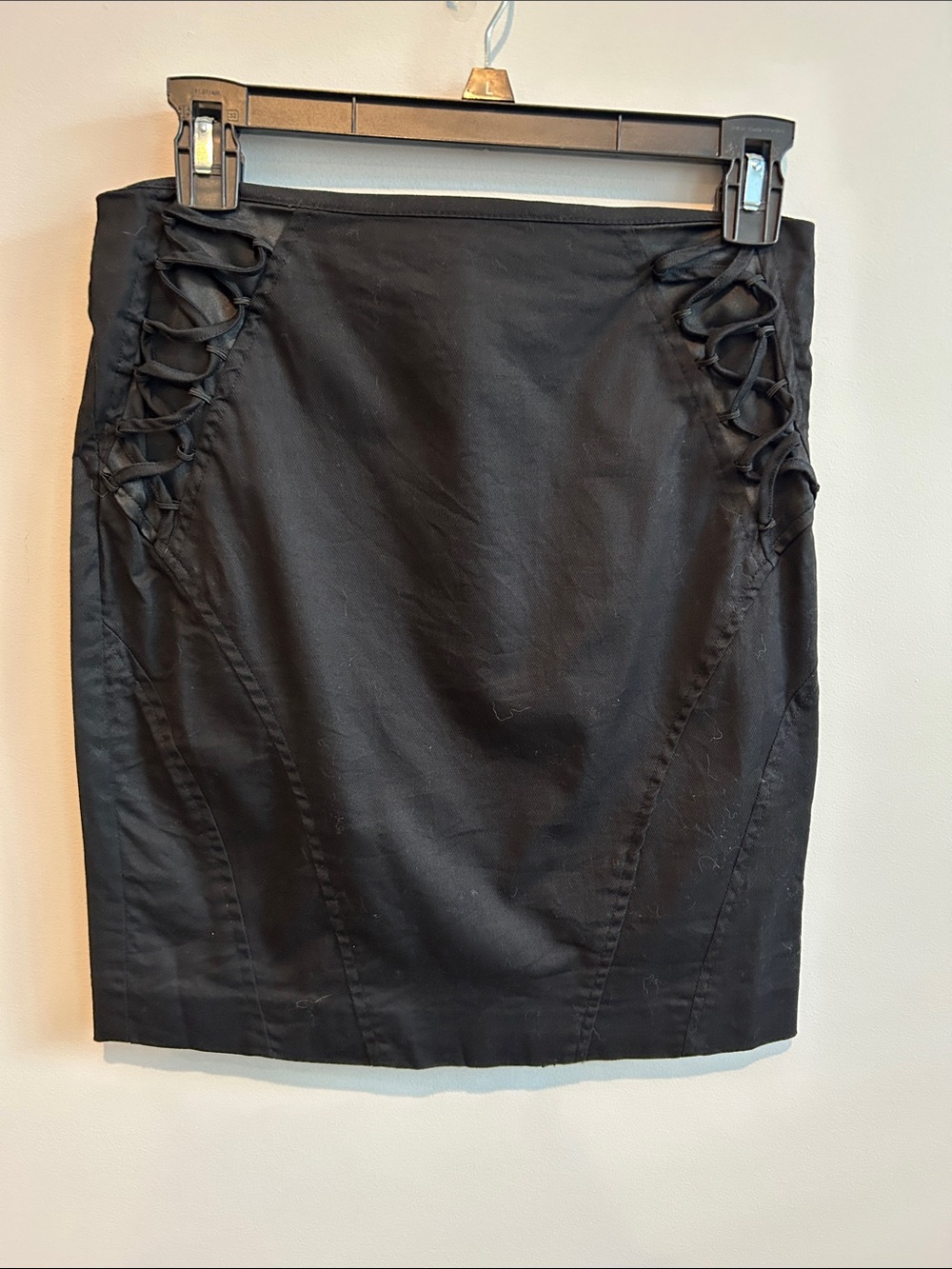XOXO Black Lace-Up Pencil Skirt